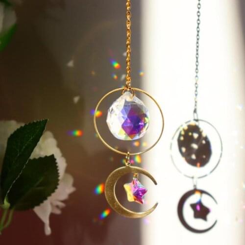 Crystal Windchimes Star Moon Pendant Sun Light Catcher Garden Window Wedding Curtain Chandelier Garden Windchimes Decor