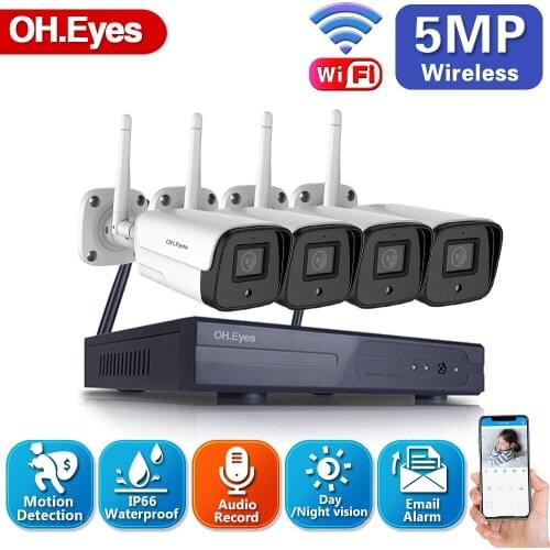 HD Home 5MP IP Security Camera System Wifi NVR Kit 4CH Outdoor Motion Detection CCTV Video Surveillance Camera System Kit h.265