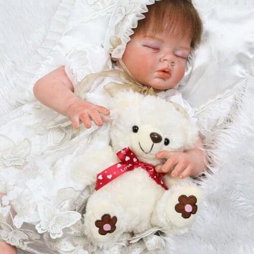Exquisite bebe reborn doll toys 22 inch half silicone cloth body sleeping alive newborn baby dolls gift detail painted