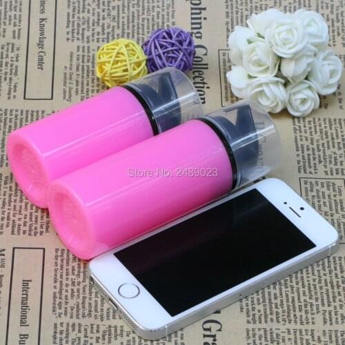 Rose Red Airless Pump Bottles With Black Head Plastic Cosmetic Containers Airless Bottle for Lotion Convenient To Carry 2pcs/lot
