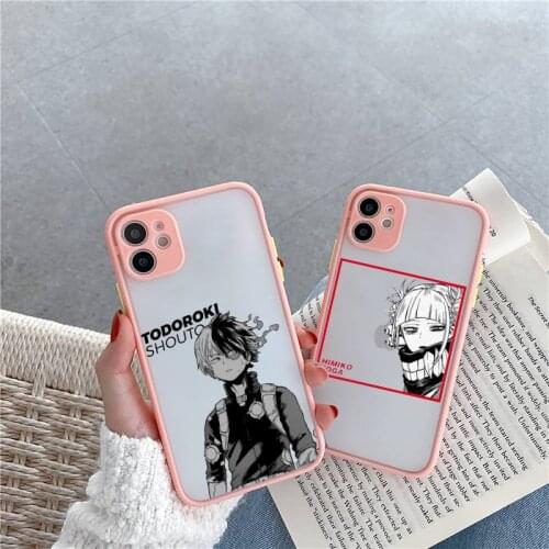 My hero academia Phone Case For iPhone 12 11 Mini Pro XR XS Max 7 8 Plus X Matte transparent Pink Cover