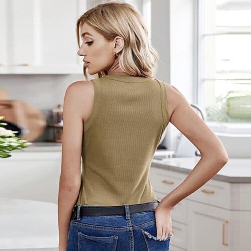 U Neck Summer Knit Tank Top Sleeveless Women Sexy Basic T Shirt Black Ribbed Slim Streetwear Fashion Solid Casual Vest Tunic Tee