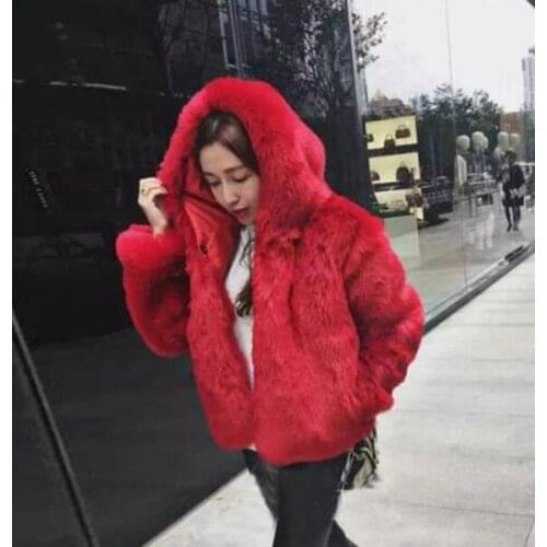 Fashion Winter Fur Coat for Women Thick Warm Hooded Fur Jacket Fur Outwear Casual Faux Fox Fur Overcoat New Parka