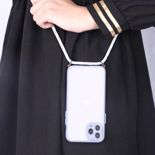 Fashion SolidColour Case Candy Color Soft Skin Sensation Hanging Rope For iPhone 11 Pro 8 8Plus X XS Max 7 7Plus