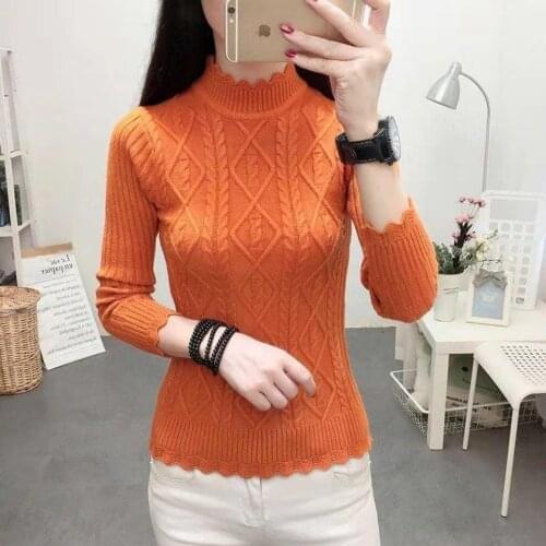 Korean Fashion Womens Sweater Pull Femme Elegant Half Turtleneck Knitted Solid Color Twist Pullovers Basic Jerseys Top Female
