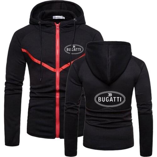 Men 2021 Bugatti Car Logo New Zipper Brand Hoodies Fitness Sweatshirts Solid Color England Style Comfortable Sportswear coats