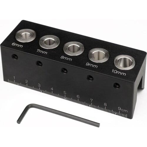 Self Center Dowel Jig Kit, Self-Centering Doweling Jig Drilling Guide Set, 6mm, 7mm, 8mm, 9mm, 10mm Drill Socket, Punch Locator