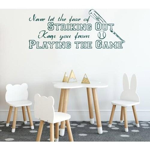 Never Let The Fear Of Striking Out Keep You From Playing The Game Vinyl Wall Decal Sticker Nordic Home Decoration Simple C279