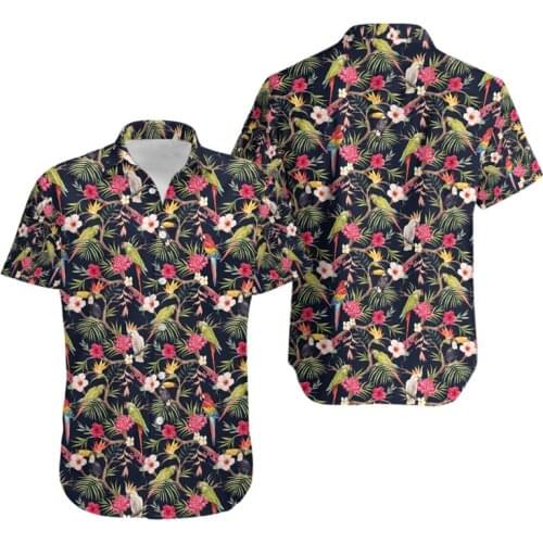 New fashion tropical parrot 3D full print mens Hawaiian shirt unisex Harajuku casual summer Hawaiian shirt