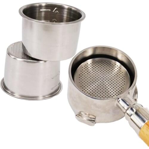 New 51mm 2/4cup Durable Food Grade Coffee Tea Mesh Filter Double Layer Stainless Steel Coffee Machine Sliver Basket Filter