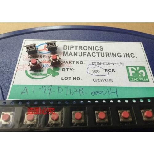 Original new 100% DIP DTSM-62R touch switch 6*6*5mm SMD 4pin red micro switch