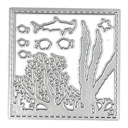 Underwater World in Square Cover Cutting Dies Scrapbook Diary Decoration Stencil Embossing Template DIY Greeting Card Handmade