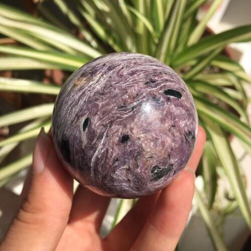 Natural Charoite Sphere Quartz Crystal Gemstone Power Ball Orb Natural stones and minerals reiki Healing for home decoration