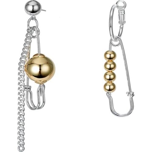 Rongho New design Punk Metal Pin Earrings for Women Fashion Chain Tassel Pendant Earrring Gold Brincos Vintage Bijoux Femme 2019