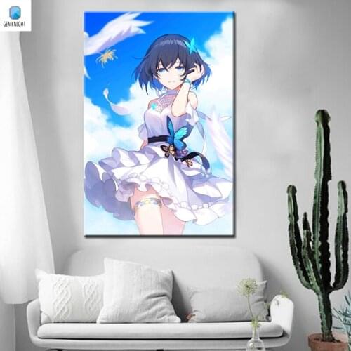 Hand painted oil painting on canvas Honkai Impact 3 coloring by numbers Traditional Chinese modular painting for home docor