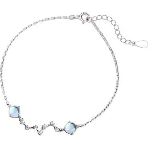 S925 Sterling SilverColor Korean Fashion Big Dipper Star Moon Bracelet Simple Jewelry Student Girlfriend Bracelets
