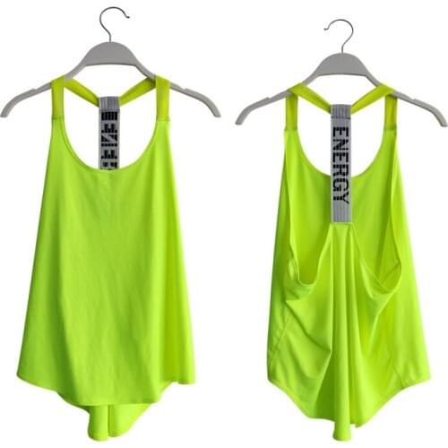 EC.MS Sport Tank Tops for Women Loose Athletic Shirts T-Back With Fashion Letter Running Tank Black White fluorescence Yoga Top