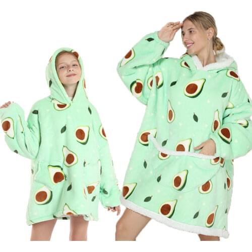 Avocado Printed Oversized Hoodie Blanket for Adult Children Outdoor Hoody Sweatshirt Sherpa Coats Pullover Hoody Blanket