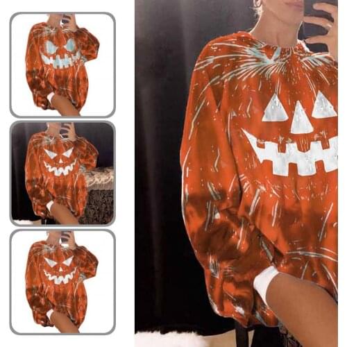 Comfortable Classic Halloween Printed Casual Sweatshirt Comfy Pullover Top O-Neck Streetwear