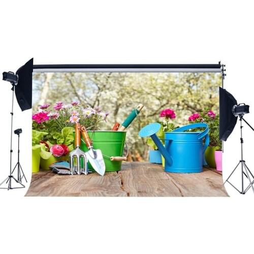 Spring Backdrop Garden Blooming Fresh Flowers Forest Trees Bokeh Glitter Sequins Vintage Stripes Background