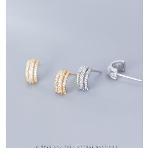 Colusiwei Genuine 925 Sterling Silver Luminous CZ Letter C-Shape Stud Earring for Women Luxury Wedding Engagement Fine Jewelry