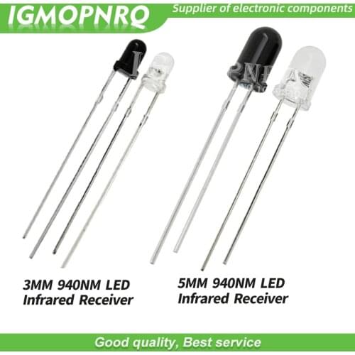 100PCS F3 F5 3MM 5MM 940nm LEDs infrared emitter and IR receiver diodes Infrared to tube For arduino