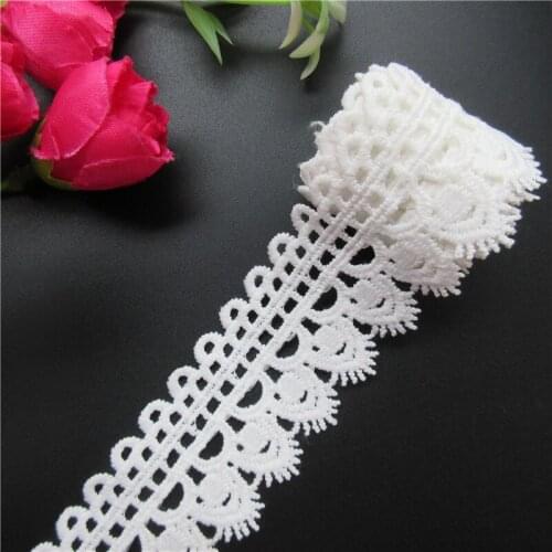 2yard Vintage White Cotton Eyelash Flower Embroidered Lace Trim Ribbon Fabric Handmade DIY Garment Wedding Dress Sewing Craft