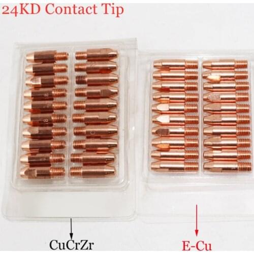 20 PCS 24KD Contact Tips 20pcs ECu CuCrZr MIG Torch Consumables 0.8 1.0 1.2mm Euro Style MIG MAG Welding Torch Welding Tip
