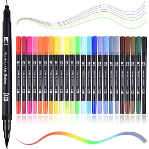 24 colors double-head marker soft brush head watercolor pen 0.4mm needle pen for art supplies