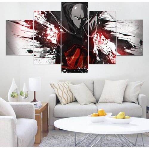 Canvas Hd Prints One Punch Man Pictures 5 Pcs Wall Art Painting Anime Character Home Decor Modular Poster For Living Room Frame