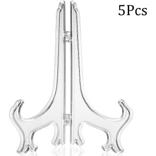 5pcs Clear Plate Display Racks Stand Picture Art Holders Frame Award Organizer