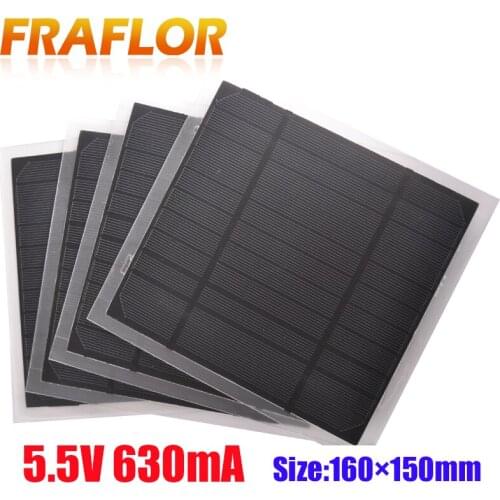 50Pcs/lot Wholesale 5V 0.63A 3.5W Polycrystalline Solar Panel Small Resin 160*150mm Solar Cell For DIY Study Education Kits
