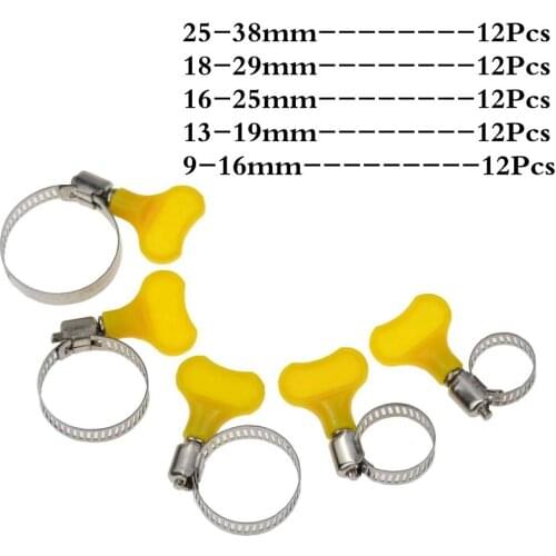 60 Piece 9-38mm Key-Type Adjustable Stainless Steel Hose Clamp, Pipe Clamp, Worm Gear Clamps Ideal for Plumbing,Automotive