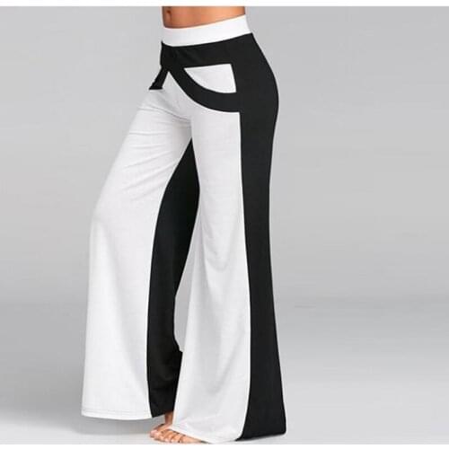Womens Pants Loose Patchwork Elastic Band Casual Wide Leg Pants Female 2020 Summer Trousers Long Sweatpants