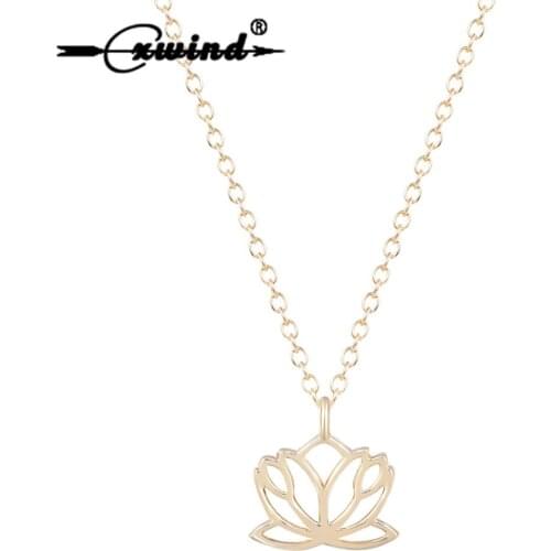 Cxwind 10Pcs Lotus Necklaces Elegant Lotus Flowers Pendants Necklaces for Women Statement Chain Jewelry