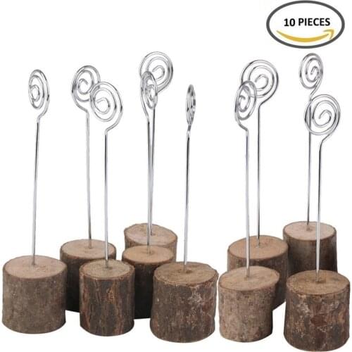 Rustic Real Wood Base Photo Clip ,Table Card Holders for Wedding Party Decoration(10 pack)