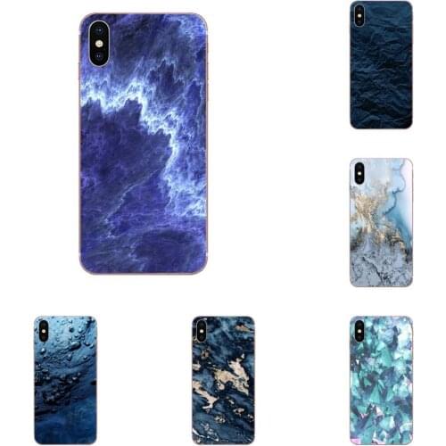 For LG G7 ThinQ G5 G6 K50 Q60 K40 K8 Q7 2018 2017 V40 V30 V20 V10 Soft TPU Cute Skin Simple Dark Blue Marble Crack Print