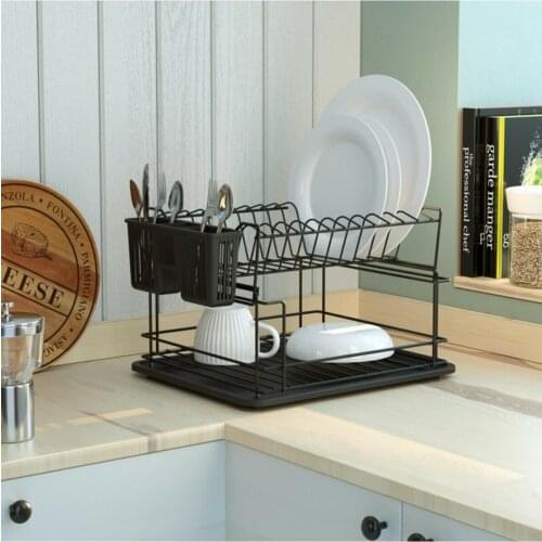Stainless Steel two Layer Dish Rack Kitchen Organizer Storage Drainer Drying Plate Shelf Sink Knife Fork Container для кухни