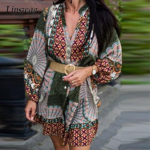 Elegant Floral Print V Neck A-Line Dress 2021 Autumn Fashion Long Sleeve Party Dress Lady Casual Print Women Loose Dress Vestido