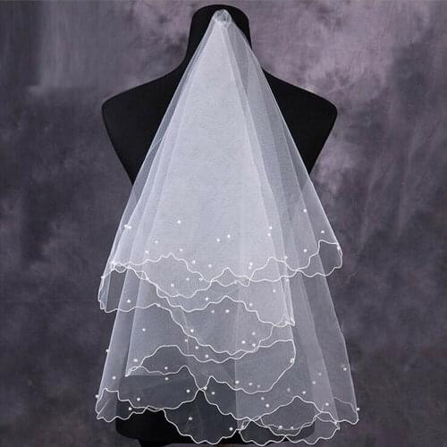 Sexy/Wild White 1T Wedding Bridal Veil Handmade Fabric beaded Beads Pearl