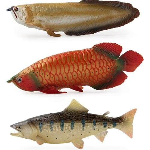 Animal Figurine Decoration Simulation Arowana Statues Sealife Fish Salmon Model Toy Kids Toy Gift