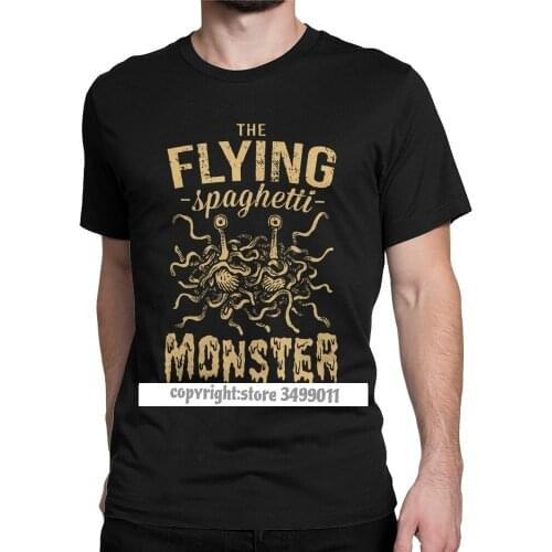 The Flying Spaghetti Monster T Shirt Men Funny Tops T Shirt Round Neck Flying Spaghetti Monsterism Pastafarianism FSM Tee Shirt