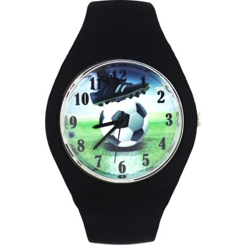 Football Match Hobbies Soccer Ball Women Men Fashion Silicone Band Sport Quartz Wrist Watch