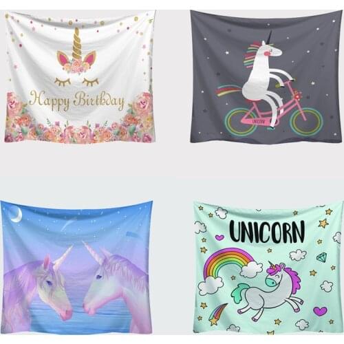 Girls Room Wall Decor Tapestry Cute Animal Unicornio Wall Carpet For Kids Unicorn Home Decoration Cartoon Sweet Pink apestry