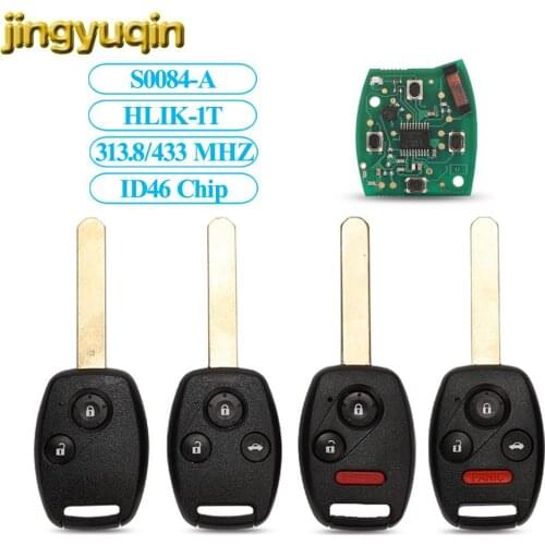 Jingyuqin Remote Key with PCF7961 ID46 Chip Car Alarm Control For S0084-A 313.8MHz for Honda CIVIC STREAM 2/3/4 Buttons