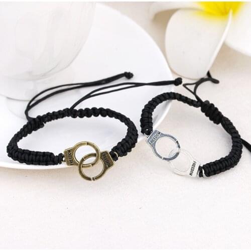 Creative Gold Silver Color Handcuffs Bracelets for Women Alloy Couples Gifts Freedom Bracelets Bangles Jewelry