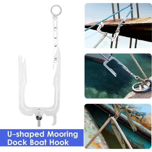 KKmoon Mooring Hook U-shaped Dock Boat Hook Stainless Steel for Picking up Moorings