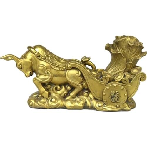 Brass Bull Gathers Wealth and Gathers Treasure Penwang Bull Bull Pull Money Car Full Load and Home Fengshui Decoration
