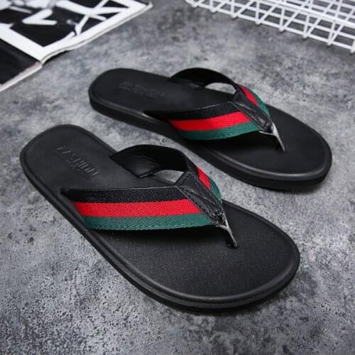 YEINSHAARS New Summer Men Leather Slippers Handmade Flip Flops Comfortable Breathable Beach Sandals Classic Casual Flats Shoes