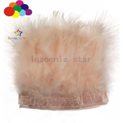 2 Meter Natural Fluffy Champagne pink Marabou Trim Turkey Feathers Fringe for CRAFTS Clothing Sewing Decoration Crafts Plumes